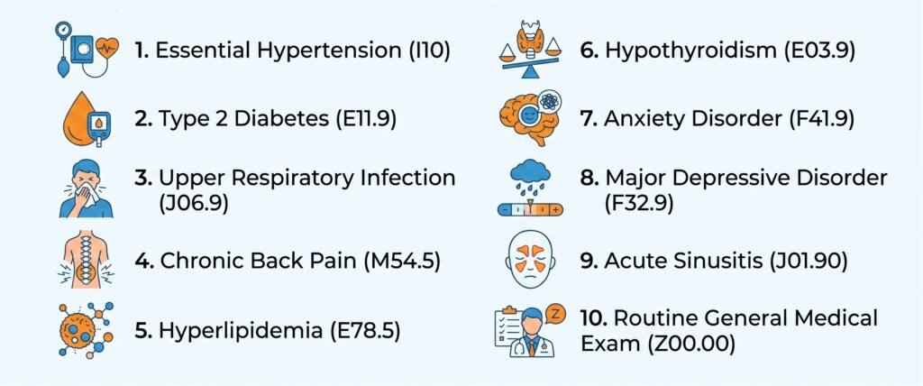 Top 10 ICD codes in Primary Care Top 10 ICD codes in Primary Care